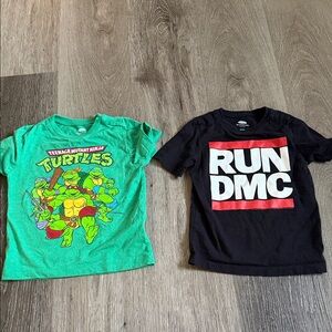 Old Navy Kids Short Sleeve Tees - Ninja Turtles Green & RUN DMC Black